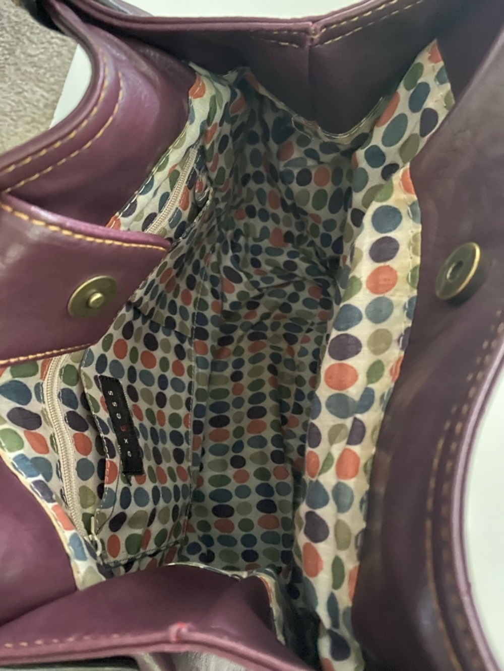 Unbranded Plum Leather Tote with Front Pocket - Picture 3 of 5